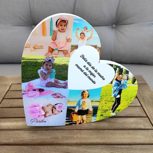 Corazón con fotos y dedicatoria para mamá - Picletters