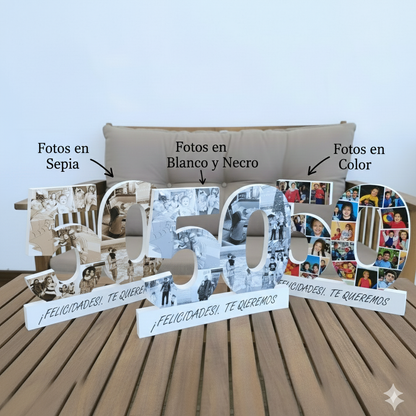 Números con con fotografías y BASE DEDICATORIA