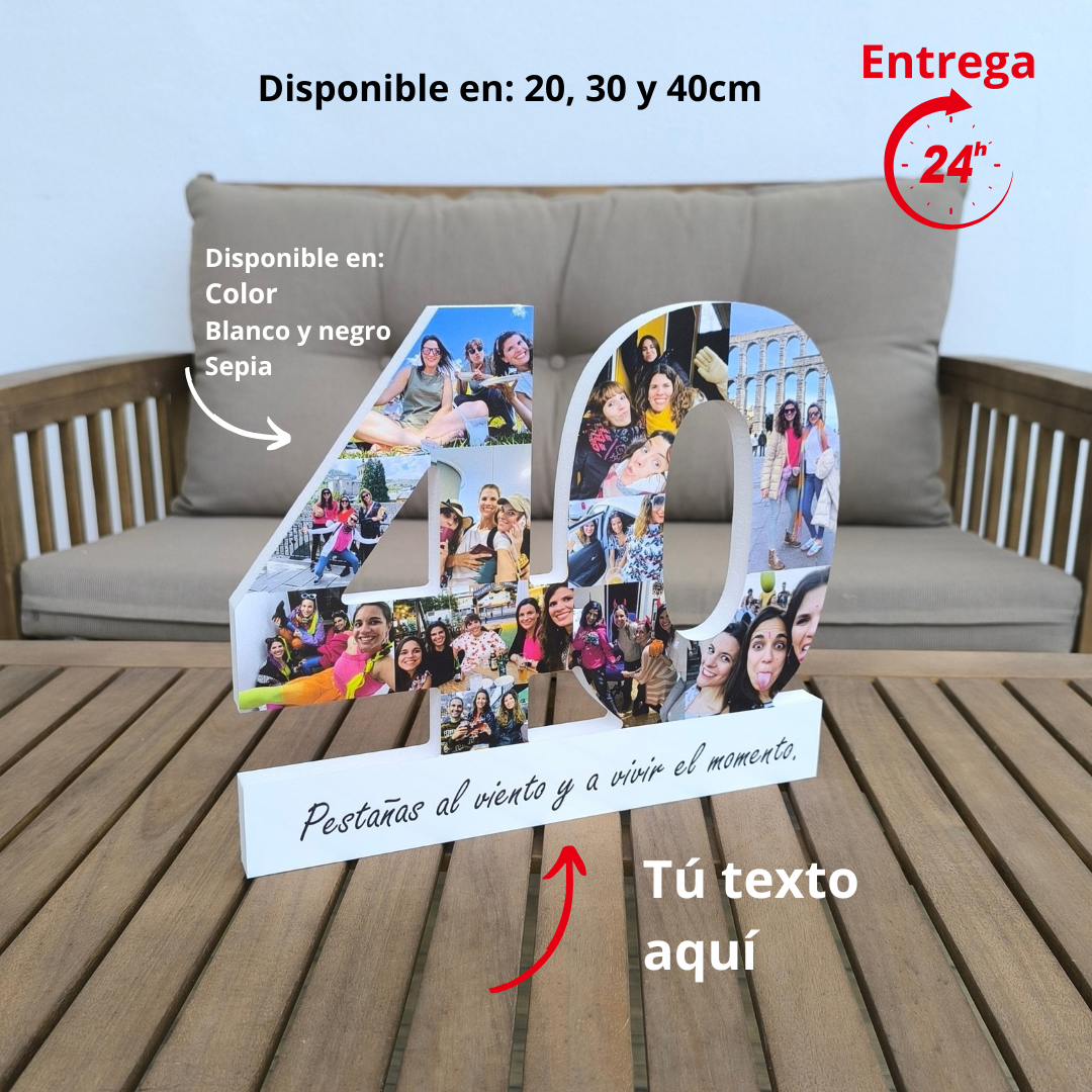 Números con con fotografías y BASE DEDICATORIA