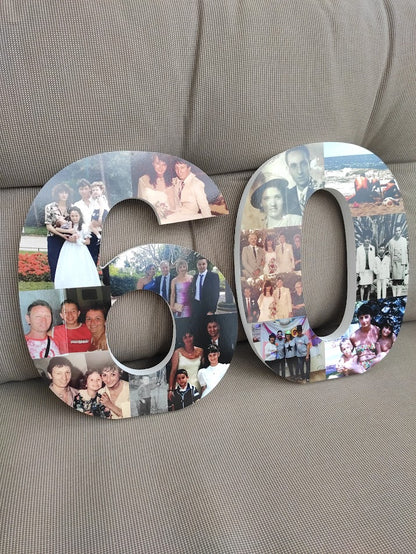 Número 60 con fotos, cifras sueltas
