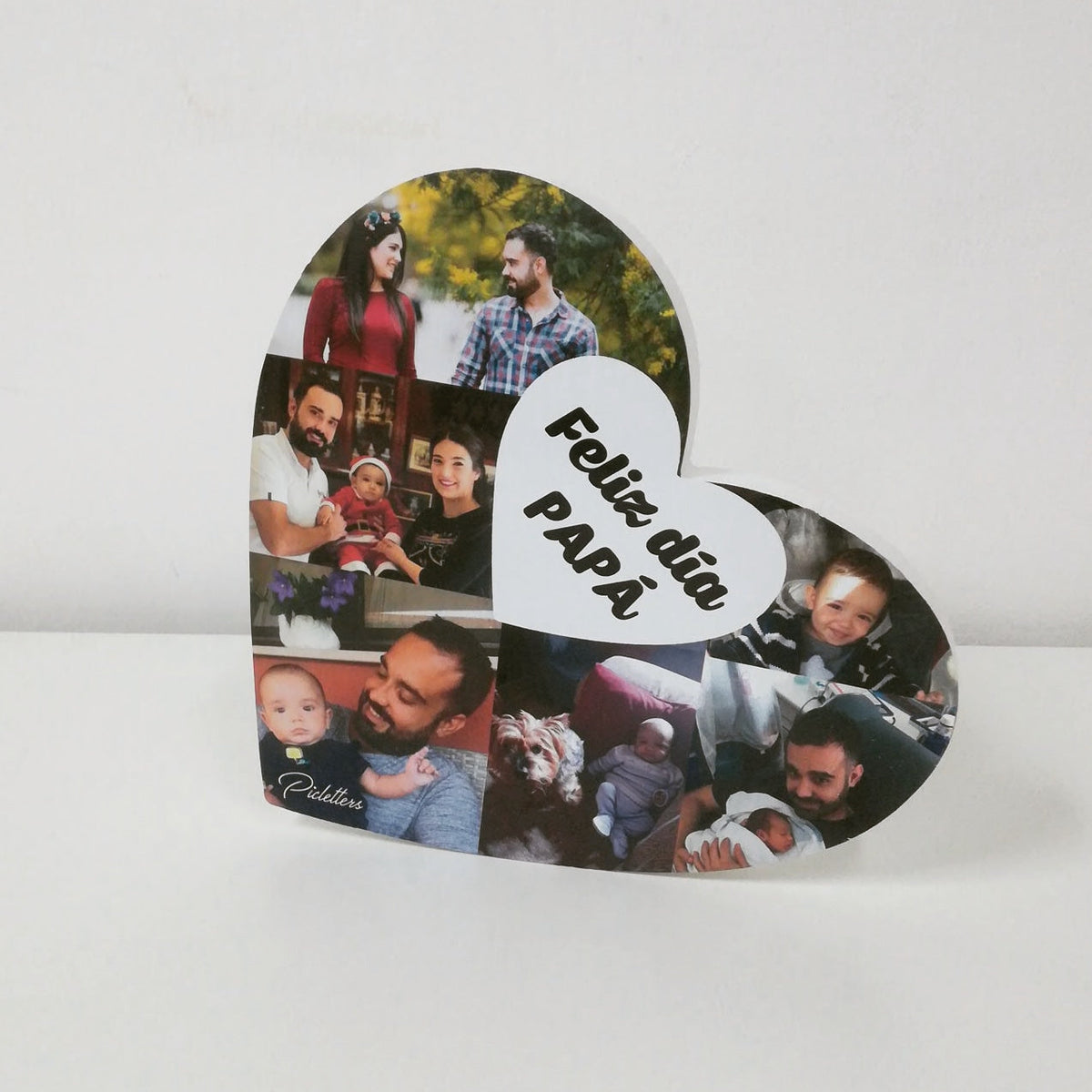Corazón con fotos y dedicatoria para papá - Picletters