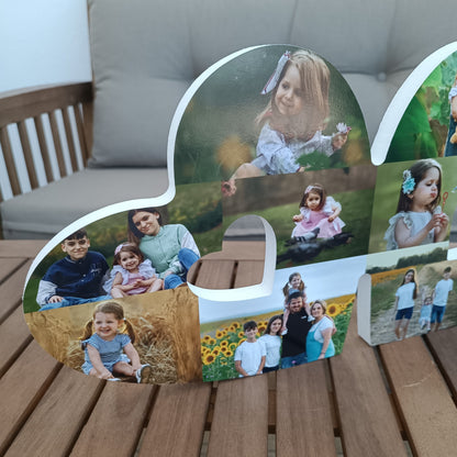 Corações ligados a fotografias