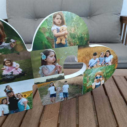Corações ligados a fotografias
