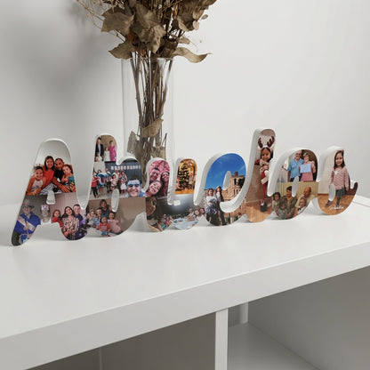 Palabra "Abuela" en 3D con fotos personalizada en PVC rígido. Regalo original Día del Abuelo, se mantiene de pie. Elige tamaño, ajusta fotos y recíbelo en 24h.