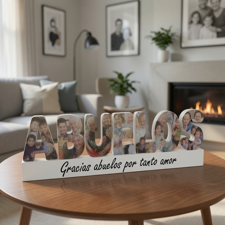 ABUELOS con fotografías y base dedicatoria