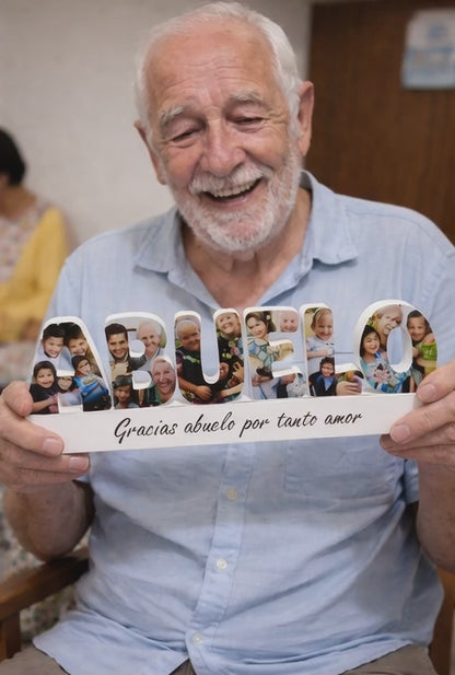 AVÔ com fotografias e base de dedicatória